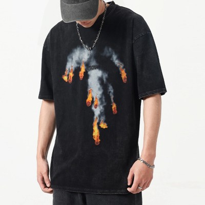 Custom Dark Tshirts Summer Irregular Oversized Fit Cotton 250gsm Tshirts