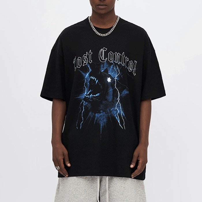 Bekleidungshersteller, Herren-T-Shirts, individuell gestalteter Tier-T-Shirt-Lieferant mit weißem Tintendruck