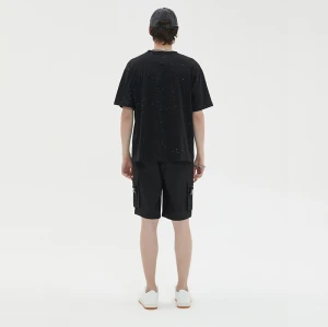 Clothing Manufacturer Personalized Paint Composite Sequins Tshirt Custom Oversize Fit Tshirt Men