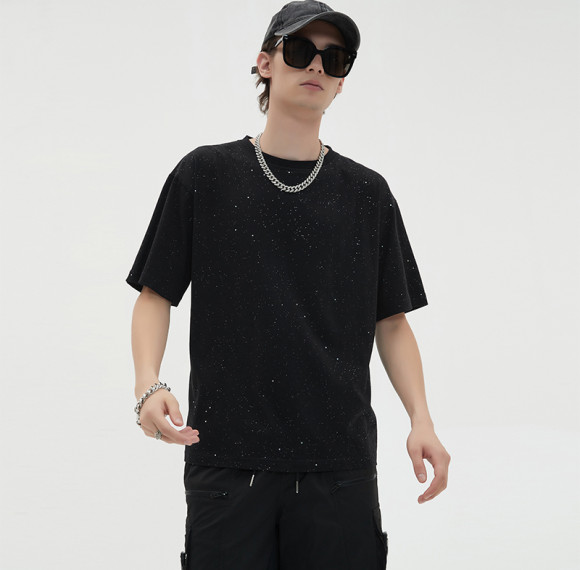 Bekleidungshersteller, personalisiertes T-Shirt mit Farbkomposit-Pailletten, individuelles T-Shirt mit Oversize-Passform für Herren
