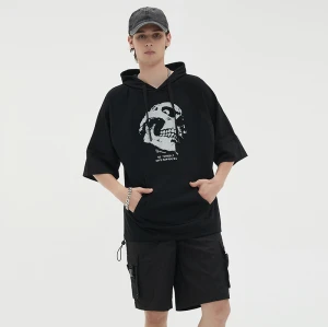 Herstellung individueller T-Shirts, bedrucktes Skelett-Vintage-T-Shirt aus 100 % Baumwolle mit Säurewaschung