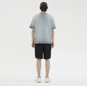 Herstellung individueller T-Shirts, bedrucktes, übergroßes Skelett-T-Shirt aus 100 % Baumwolle mit Säurewaschung