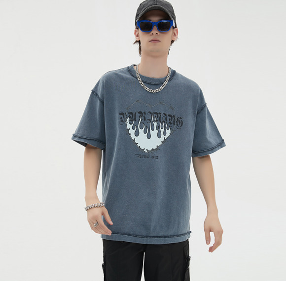 Clothing Factory Mystory Symbols T-Shirts, 100 % Baumwolle, übergroße Vintage-T-Shirts mit Säurewaschung