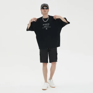 Großhandel mit Säurewasch-T-Shirts, Wärmeübertragungsmuster, 100 % Baumwolle, Übergröße, schwere Grafik, 300 g