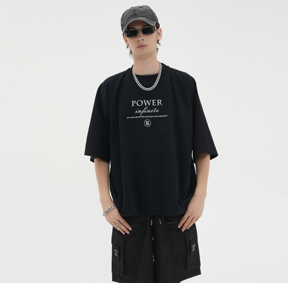 Großhandel mit Säurewasch-T-Shirts, Wärmeübertragungsmuster, 100 % Baumwolle, Übergröße, schwere Grafik, 300 g