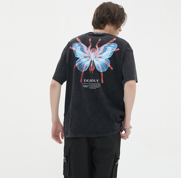 Herstellung von Herren-T-Shirts mit Tier-Hot-Transfer-Druck, gewaschene T-Shirts als Private Label