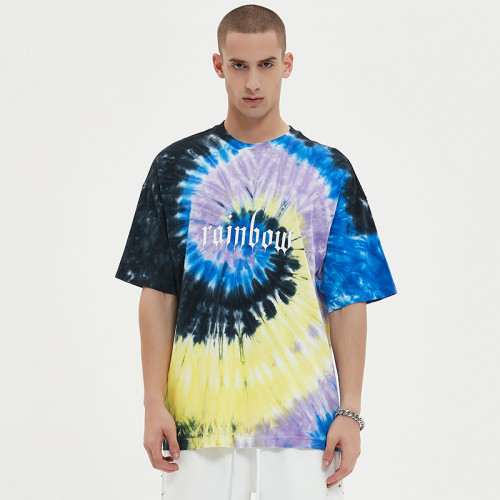 Manufacturing Tshirts Letters Spiral Tie Dye 100% Cotton Tshirts