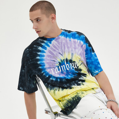 Manufacturing Tshirts Letters Spiral Tie Dye 100% Cotton Tshirts