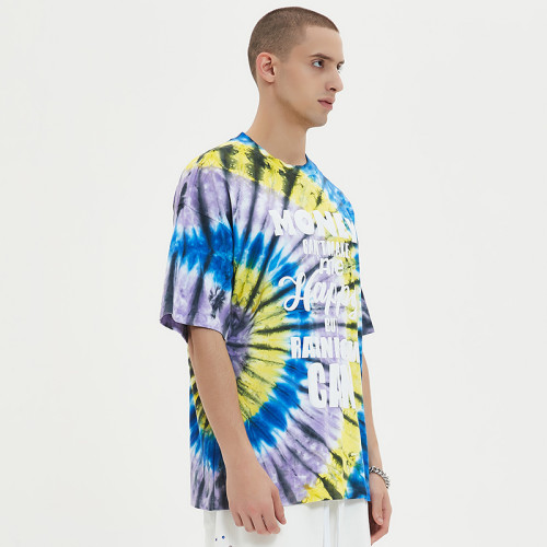 Großhandel Tie-Dye-T-Shirts, individuelle Herren-T-Shirts mit übergroßem Puff-Print aus Baumwolle