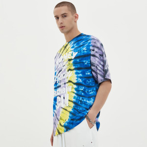 Großhandel Tie-Dye-T-Shirts, individuelle Herren-T-Shirts mit übergroßem Puff-Print aus Baumwolle