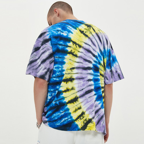 Großhandel Tie-Dye-T-Shirts, individuelle Herren-T-Shirts mit übergroßem Puff-Print aus Baumwolle