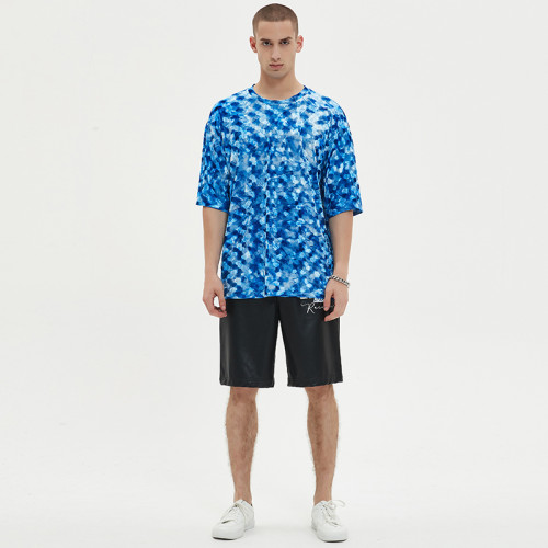 Мужская футболка по индивидуальному заказу, бархатная футболка большого размера с плиссированной текстурой