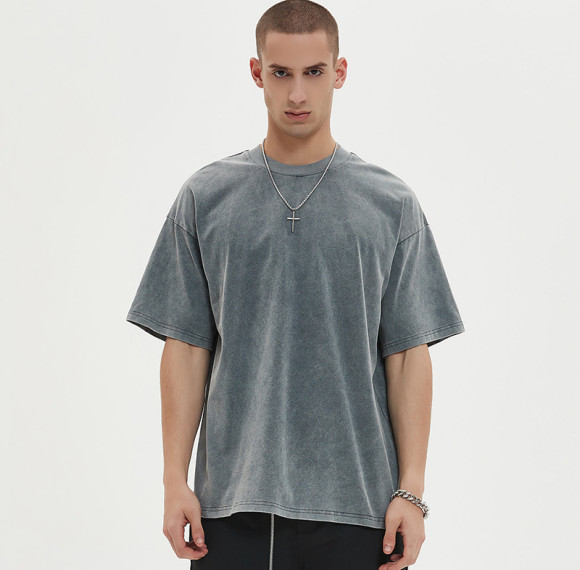 Benutzerdefinierte T-Shirts, Acid Wash, 100 % leere Baumwolle, dunkle Herren-Vintage-T-Shirts