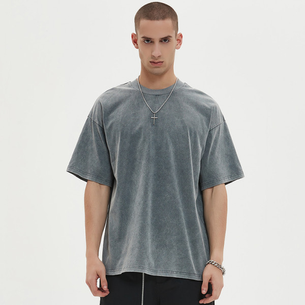 Benutzerdefinierte T-Shirts, Acid Wash, 100 % leere Baumwolle, dunkle Herren-Vintage-T-Shirts