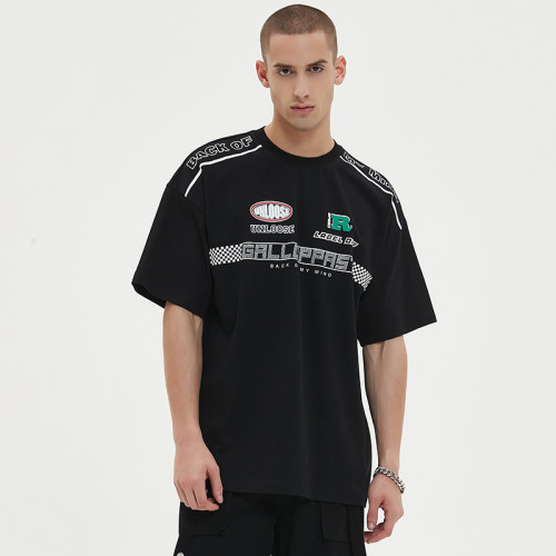 Fabrik-T-Shirt aus 100 % Baumwolle, dunkler Strass-Sommerdruck, Herren-Kurzarm-T-Shirts
