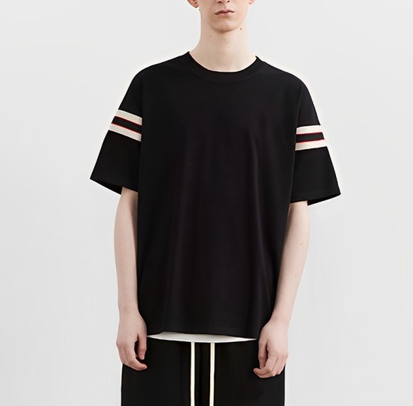 Herstellung von T-Shirts mit maßgeschneiderten Gurtnähten, Kollisionsfarbe, kurzärmeliges T-Shirt aus 100 % Baumwolle