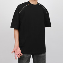Manufacturing Tshirts Men's Black Oversized Zipper Cotton Tshirts