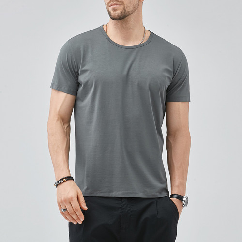 Пользовательская модальная футболка 180GSM с коротким рукавом Slim Fit Темная мужская футболка