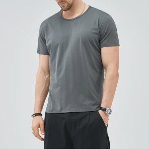 Benutzerdefiniertes Modal-T-Shirt, 180 g/m², kurze Ärmel, schmale Passform, dunkles Herren-T-Shirt