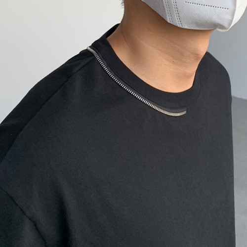 Private Label T-Shirts Dunkle Herren-T-Shirts aus 100 % Baumwolle mit Reißverschluss