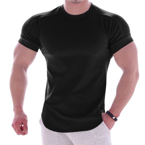 Maßgeschneidertes Fabrik-Männer-Fitness-T-Shirt, schnell trocknendes, enges Rundhals-Sommer-Fitness-Trainings-T-Shirt mit schmaler Passform