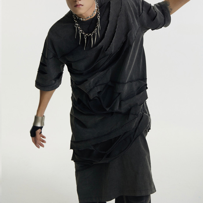 Manufacturing Custom Longline Tshirts Acid Wash 100% Cotton Vintage Tshirt For Men