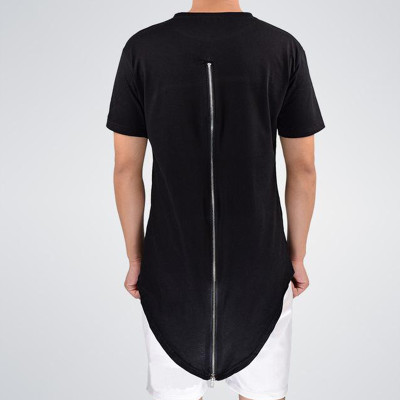 Изготовленные на заказ длинные футболки на молнии, футболка из 100% хлопка для мужчин