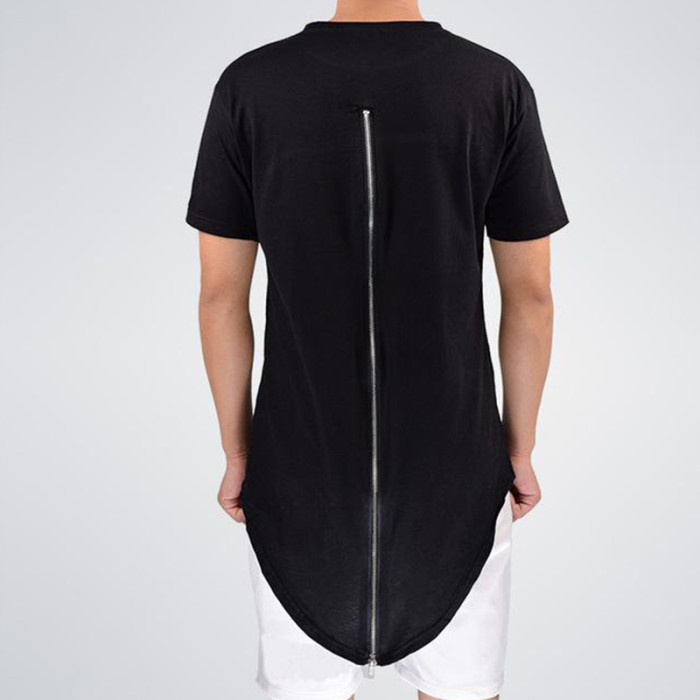 Custom Longline Tshirts Zipper 100% Cotton Tshirt For Men