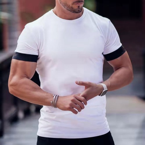 Custom Sports Fitness T-shirt Men's Solid Color T-shirt Youth Trend Slim Morning Running Clothes