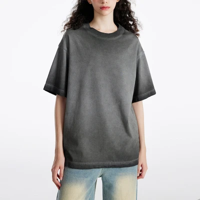 Private Individualisierung Vintage T-Shirt | T-Shirt mit überschnittener Schulterpartie in Acid-Waschung | 100 % Baumwolle 280 g/m² für Damen-T-Shirts