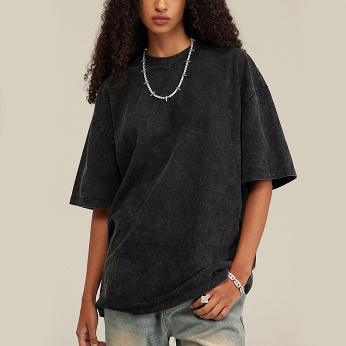 Privater Anbieter von kundenspezifischen T-Shirts mit saurer Waschung | 100 % Baumwolle, 285 g, übergroße Batik-Vintage-T-Shirts für Damen