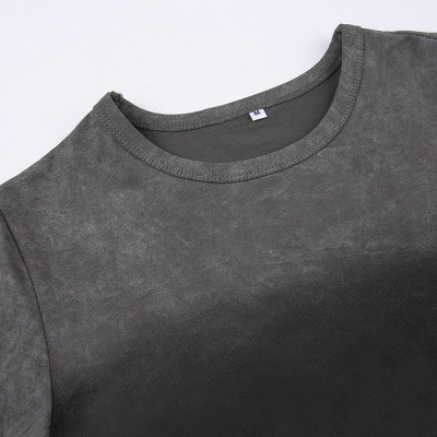 Custom Logo Tshirt Cotton Slim Fitted Vintage Acid Wash Style