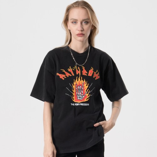 Винтажная футболка на заказ оптом | Женская футболка со скелетом из 100% хлопка с горячим трансферным принтом