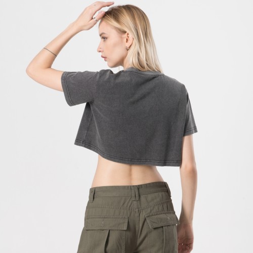 Individuelles Design für Damen-T-Shirt | Damen 230GSM Baumwolle Crop Top | T-Shirt mit Acid Wash Mystery Symbols-Druck