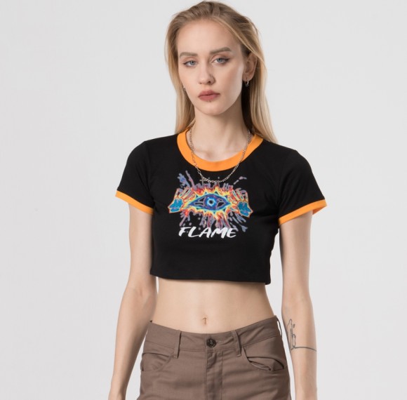 Summer Cropped Graphic Tee Womens | Hot Transfer Print | Custom Cropped T-shirts | OEM/ODM