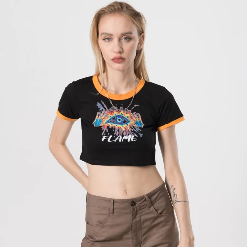 Summer Cropped Graphic Tee Womens | Hot Transfer Print | Custom Cropped T-shirts | OEM/ODM
