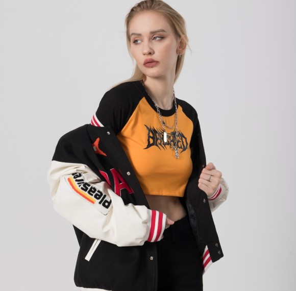 Custom Logo Manufacturing Crop Top Damen Pulpy Print Crop T-Shirts Damen