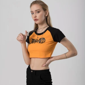 Custom Gothic Text Print Short Women's T-Shirt | 180GSM, 35% Cotton 65% Polyester, Fitted Fit Dark Street Style T-Shirt