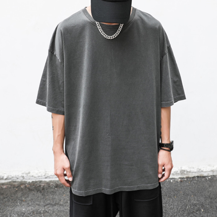 Fabrik 100 % Baumwolle Oversize T-Shirt Großhandel | Acid Wash T-Shirts mit halben Ärmeln für Herren