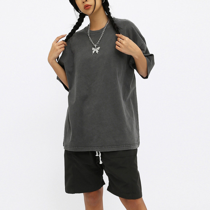 T-shirts personnalisés avec logo foncé délavé | T-shirts unis pour femmes, 270 g/m²