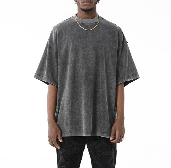 Benutzerdefinierte dunkle T-Shirts mit niedrigem Mindestbestellwert | Gewaschenes einfarbiges T-Shirt | 250 Gramm schwere T-Shirts für Herren