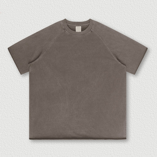 Custom Private Label T-shirts | Women Plain Color Tshirts | Scatter Edge Washed Raglan Sleeve Cotton Tshirt