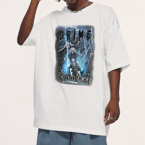Изготовленные на заказ футболки с принтом элементов насилия | Хлопковая футболка большого размера с принтом DTG, плотность 265GSM