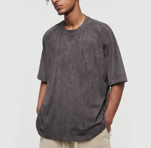 Quick Design Suede Fabric T shirt | High Street Oversize Blank Tshirt | Heavyweight 280GSM Tshirts Men