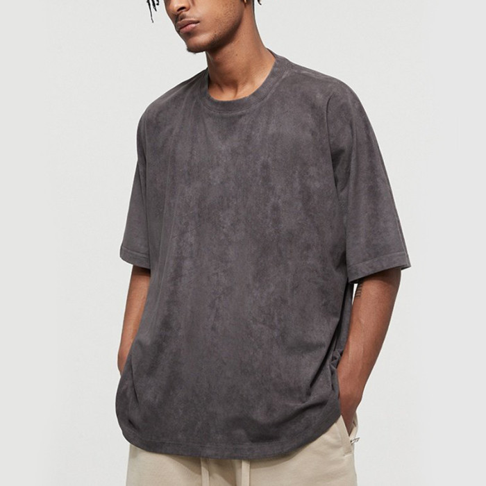 Quick Design Suede Fabric T shirt | High Street Oversize Blank Tshirt | Heavyweight 280GSM Tshirts Men