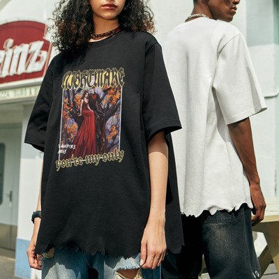 Custom Monsters Tshirts Dark Printed Summer Cotton 270GSM Men Short Sleeve T-shirts