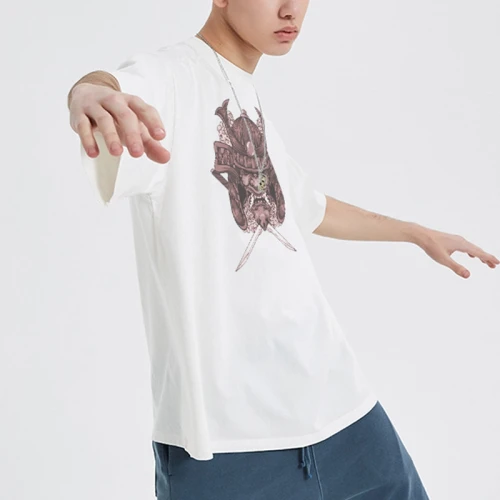 Supplier War Elements T-shirts | Japanese Samurai Printed Washed Tshirt | Hot Transfer Print Oversize Unisex 250GSM Tshirt