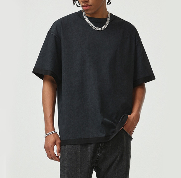 Herstellung dunkler Kleidung T-Shirts | Herren Vintage Washed T-Shirts | Übergroße Streetwear-T-Shirts mit umgekehrten Nähten