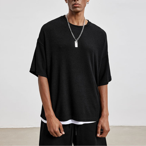 Individuelles T-Shirt Streetwear | Einfarbige 180 g/m² modische, übergroße, schwarze T-Shirts für Herren