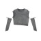 Custom Washed Open Navel Top Sleeve Crop Top | Women Oversleeve T-shirts Manufacturer
